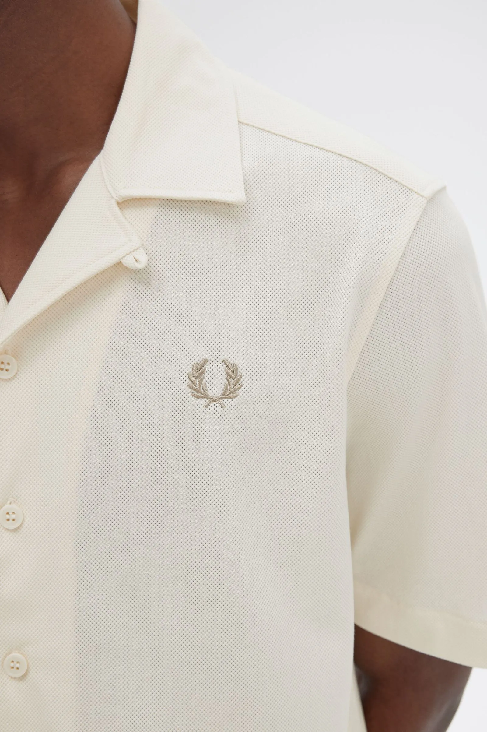 WOVEN MESH REVERE COLLAR SHIRT