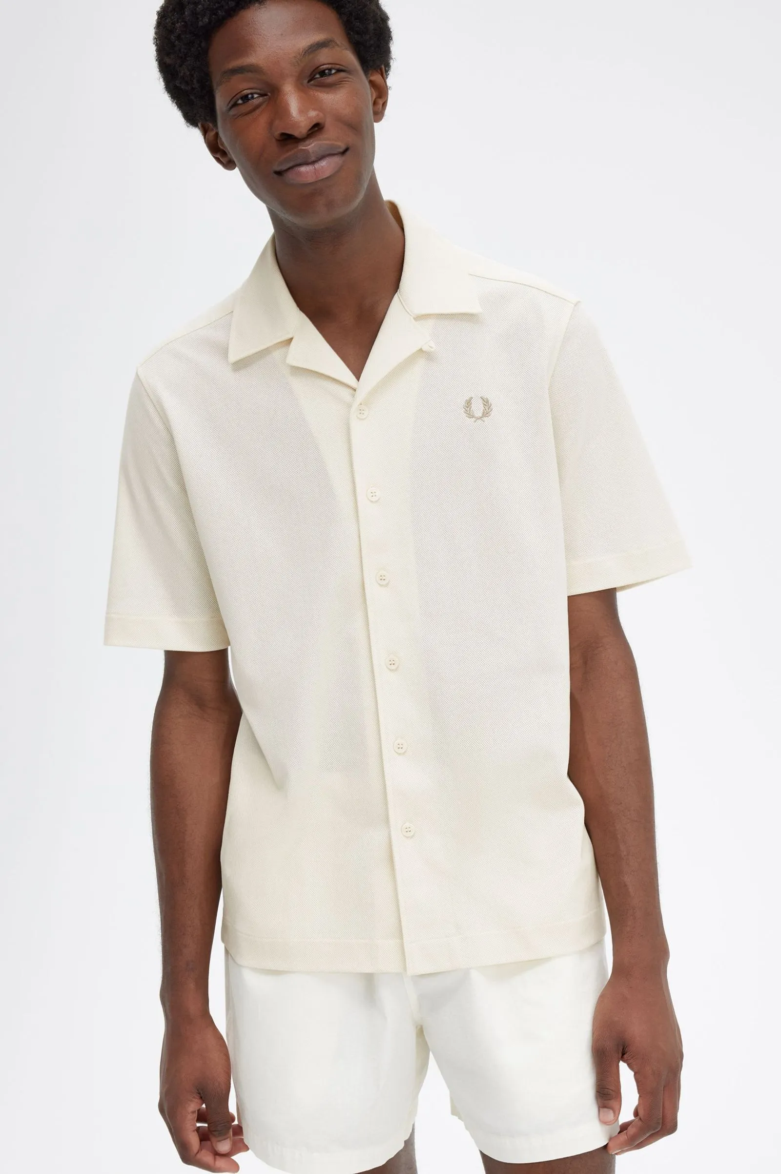 WOVEN MESH REVERE COLLAR SHIRT