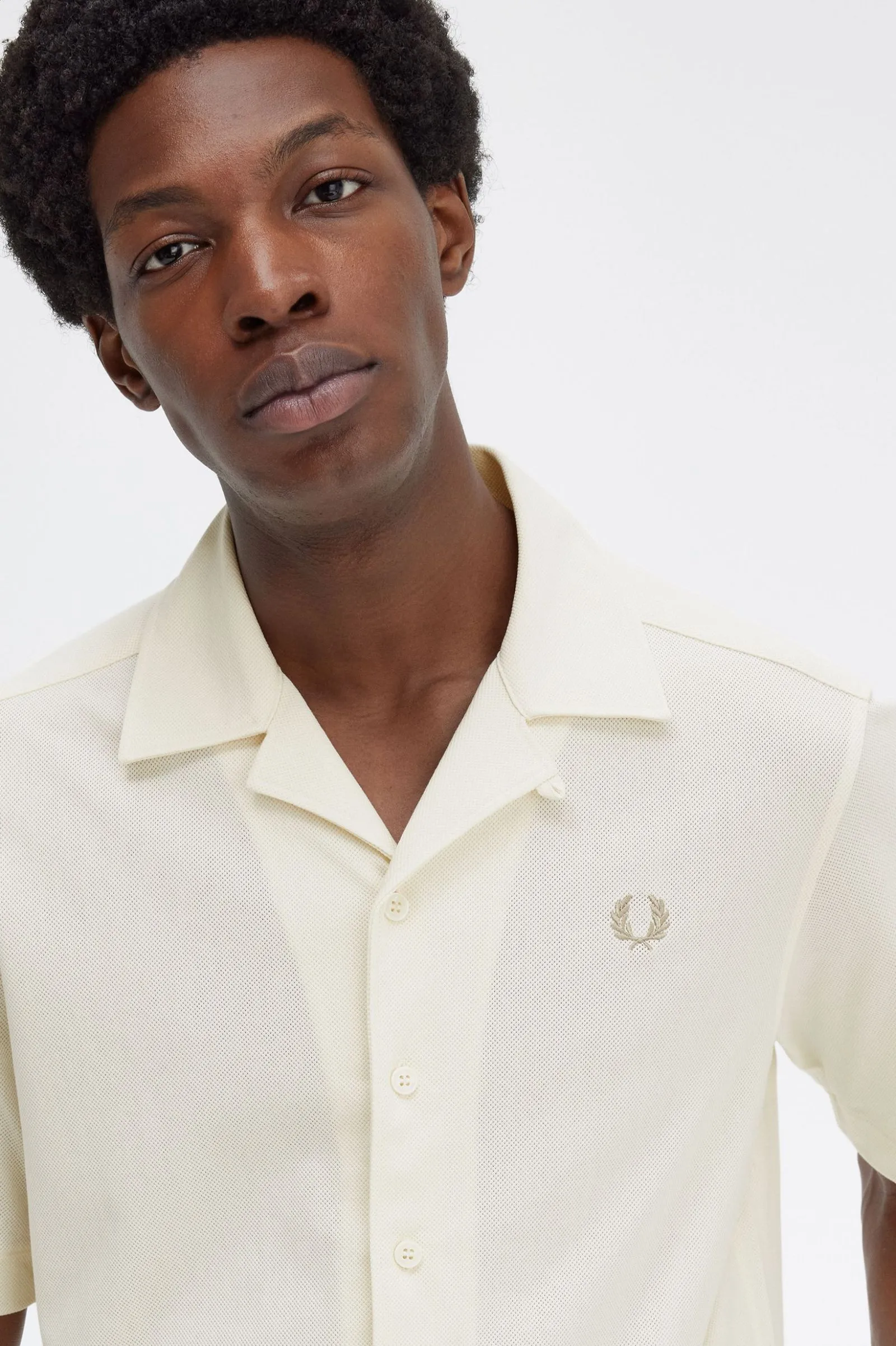 WOVEN MESH REVERE COLLAR SHIRT